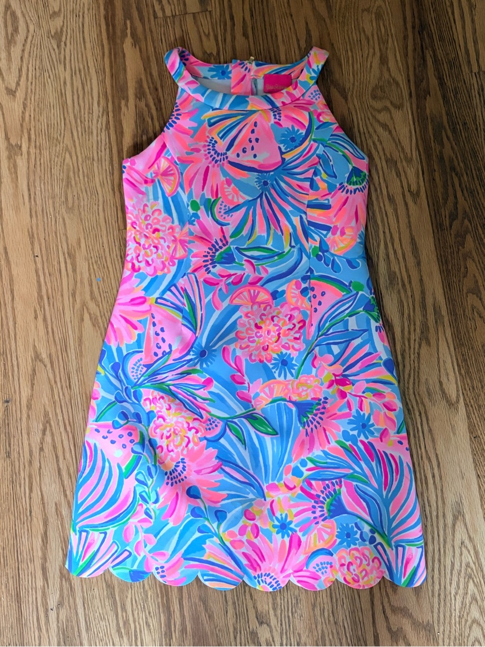 Lilly Pulitzer Scalloped Hem Halter Shift Dress Fruit Print - Size 10